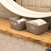 Ordnungsbox - TAUPE - Lederoptik - 12,5x10x6cm - 600ml - Schubladenorganizer Ordnungskorb Organizerbox - Ordnungssystem